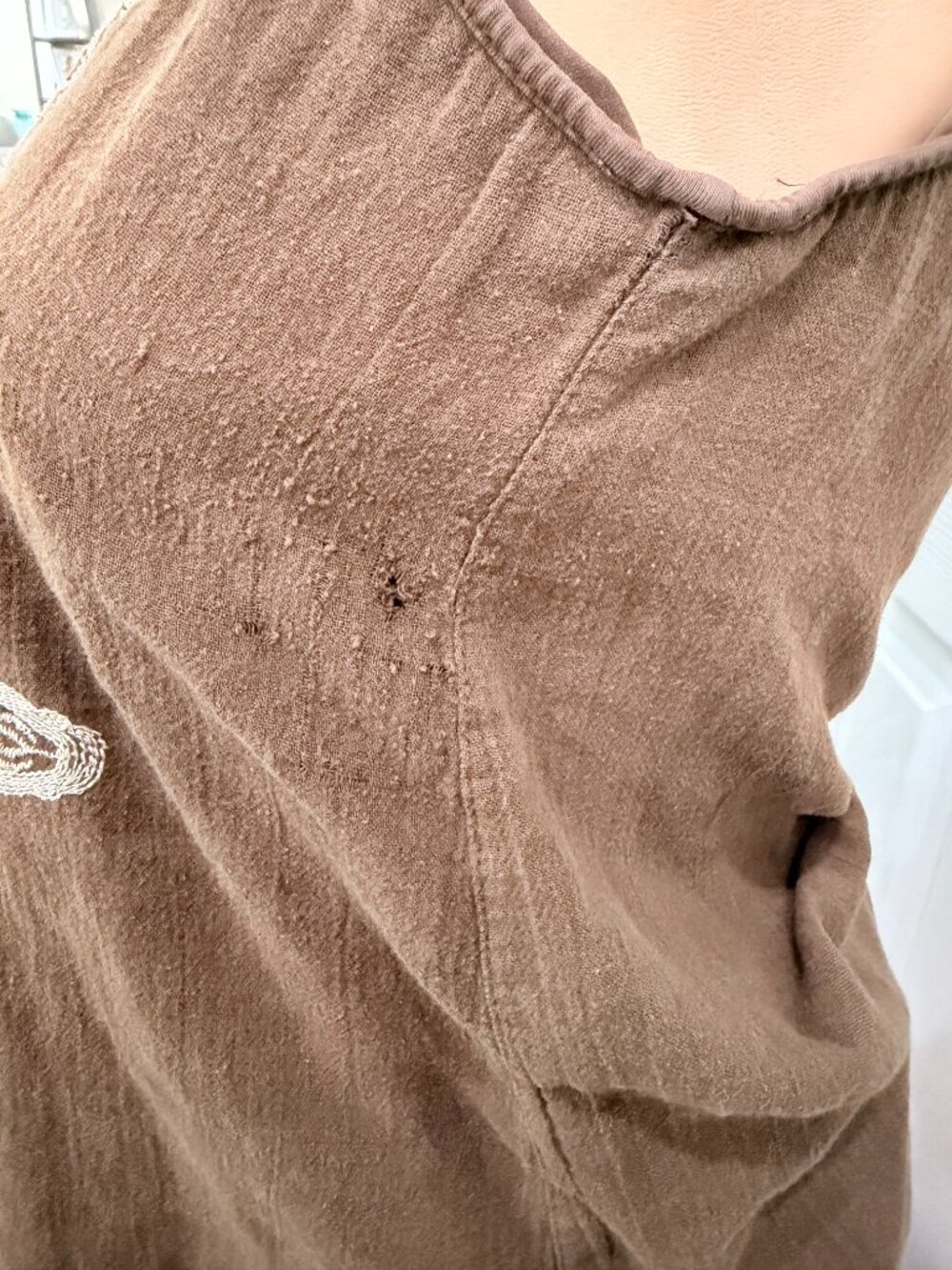 Charter Club Brown Embroidered Boho Layered Tank Top Medium Gauze Cotton - Picture 14 of 16